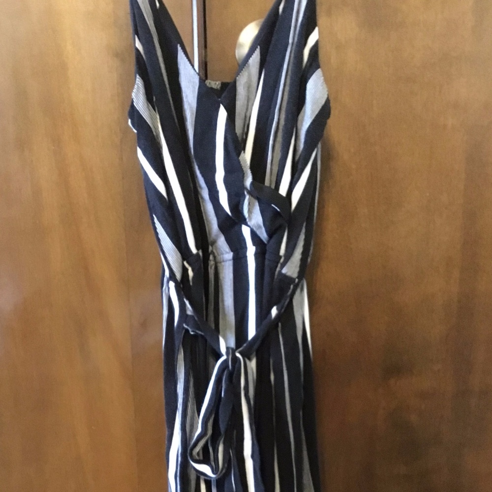 Black and White Striped Jumpsuit